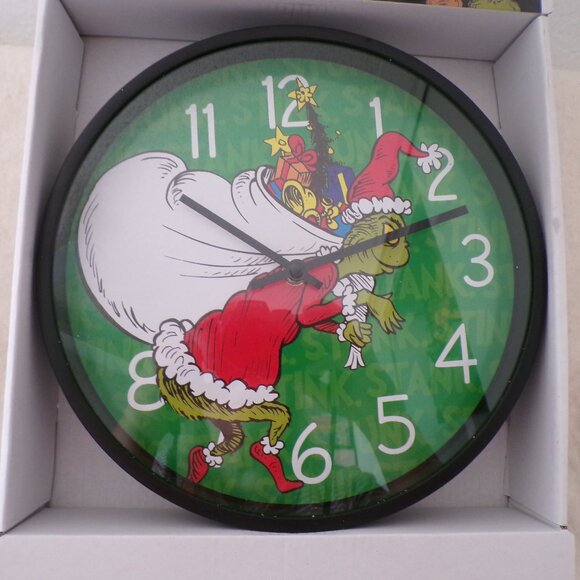 The Grinch Dr. Seuss Christmas wall Clock 10" inches Novelty NEW - Picture 2 of 6